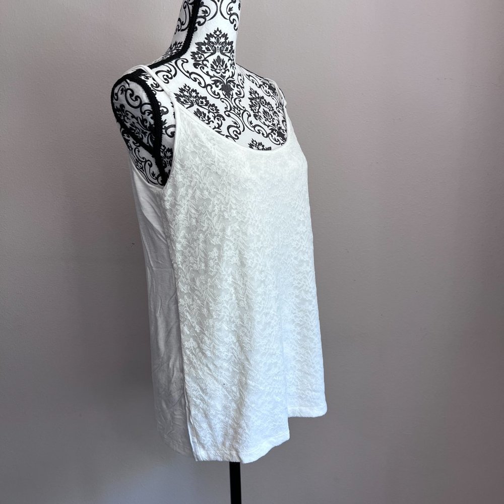 Ann Taylor LOFT Adjustable Strap Lace Front Cami Tank Top - Ivory - Size XL - Picture 4 of 6